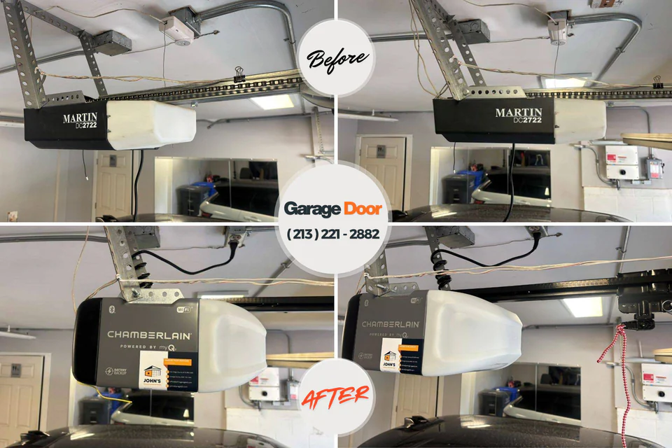 Before and after: garage door repair Santa Anna, TX